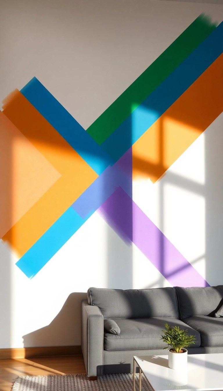 15 Creative DIY Wall Art Ideas That'll Transform Your Space (You Won't Believe #6!) - 1. Geometric Wall Art with Tape