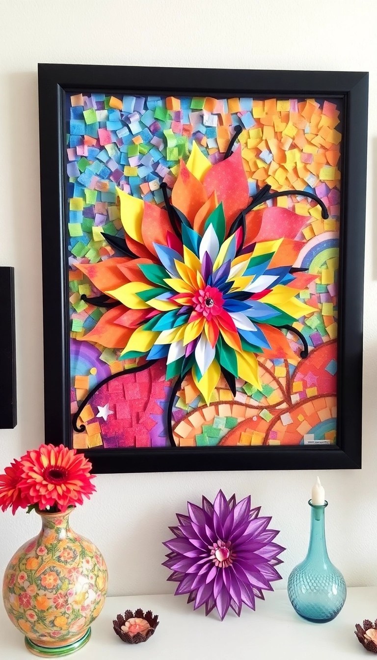 15 Creative DIY Wall Art Ideas That'll Transform Your Space (You Won't Believe #6!) - 13. Colorful Paper Mosaics