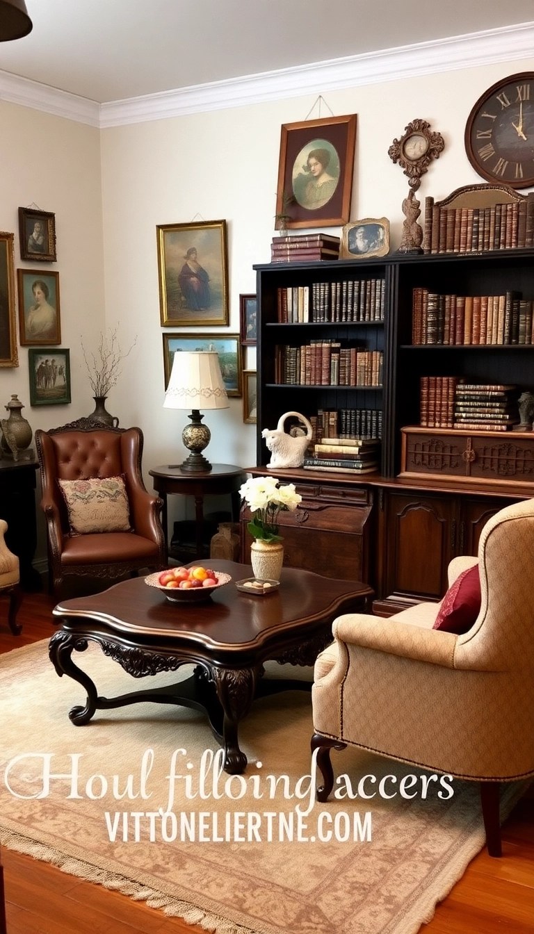 20 Cozy Living Room Ideas That'll Make You Want to Snuggle Up Forever! - 11. Vintage Accents