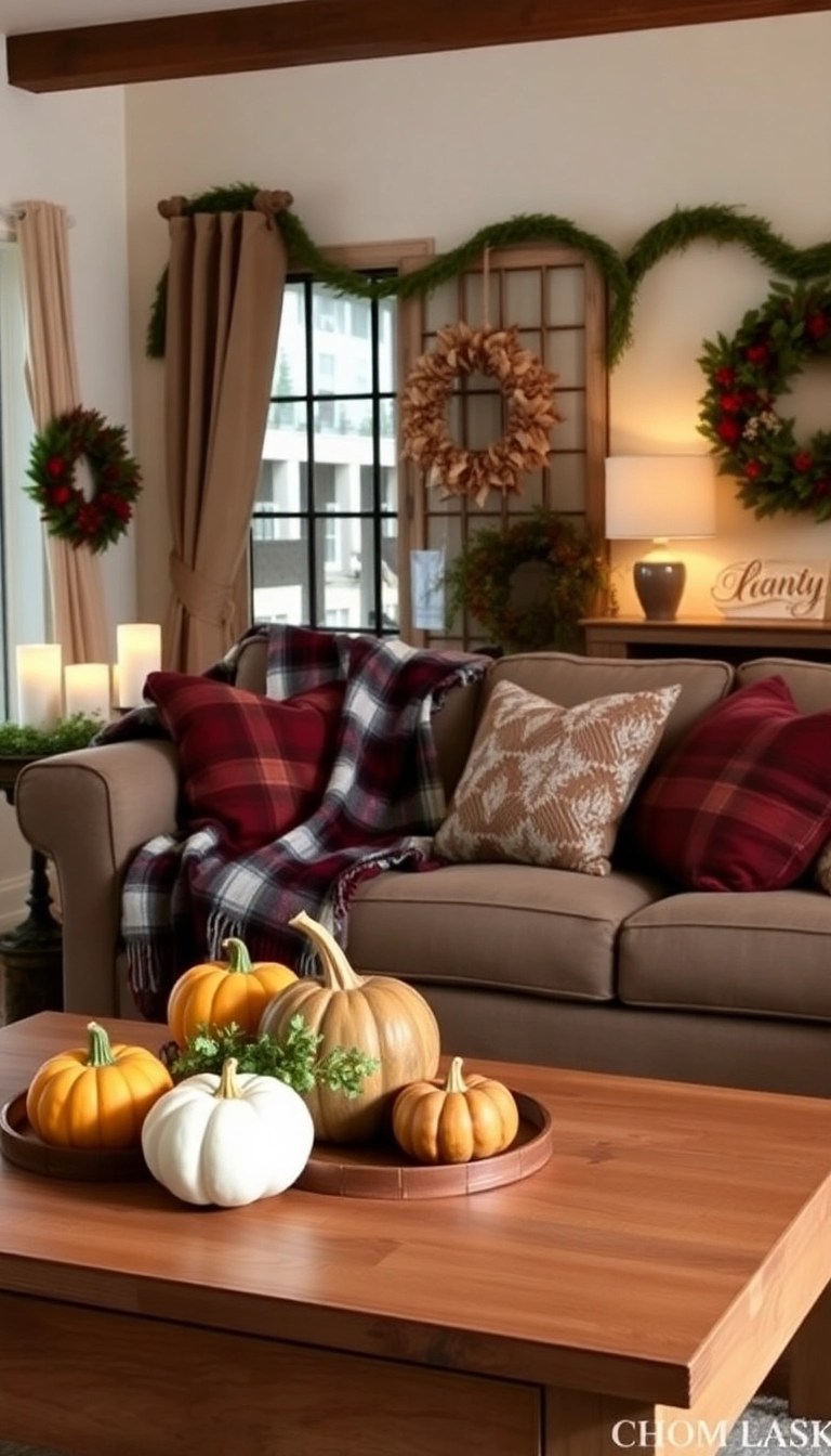 20 Cozy Living Room Ideas That'll Make You Want to Snuggle Up Forever! - 20. Seasonal Decor
