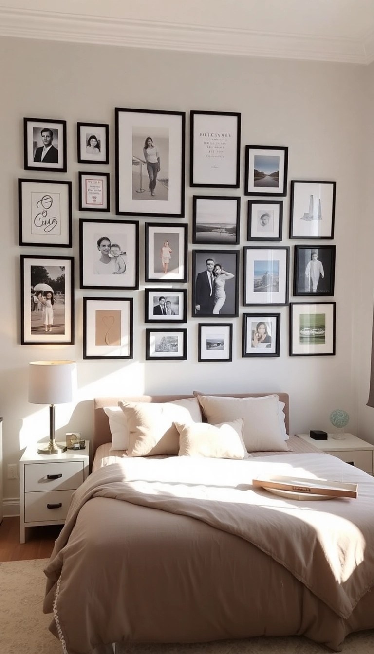 21 Bedroom Makeovers That Look Luxurious but Cost Less Than $100! - 1. Elegant Wall Art Gallery