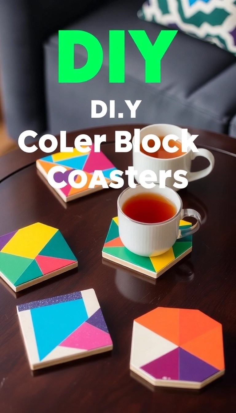 25 DIY Home Decor Projects So Easy You’ll Wonder Why You Didn’t Start Sooner! - 19. DIY Color Block Coasters